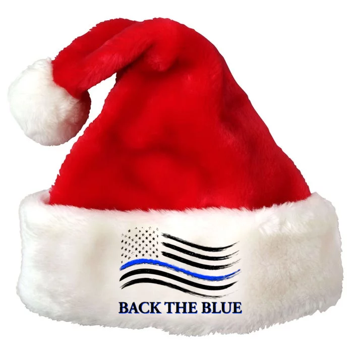 Back The Blue Thin Blue Line USA Flag Premium Christmas Santa Hat