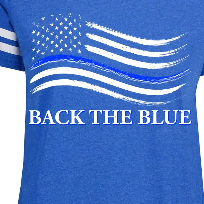 Back The Blue Thin Blue Line USA Flag Enza Ladies Jersey Football T-Shirt