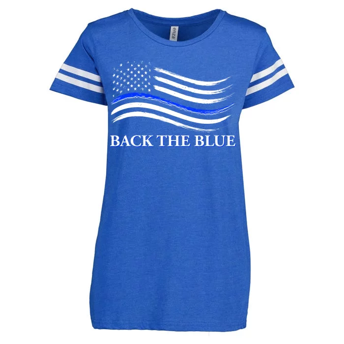 Back The Blue Thin Blue Line USA Flag Enza Ladies Jersey Football T-Shirt