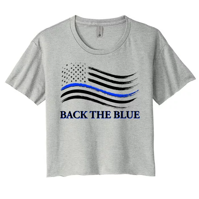 Back The Blue Thin Blue Line USA Flag Women's Crop Top Tee