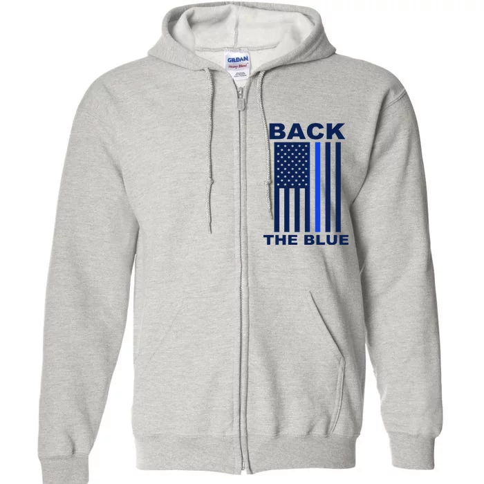 Back The Blue US Thin Line Support Cops Full Zip Hoodie