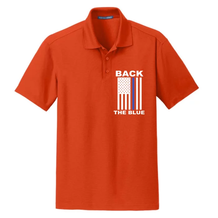 Back The Blue US Thin Line Support Cops Dry Zone Grid Performance Polo