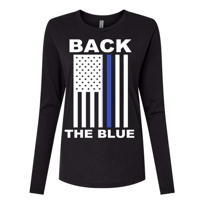 Back The Blue US Thin Line Support Cops Womens Cotton Relaxed Long Sleeve T-Shirt