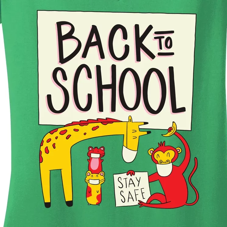 Back To School Stay Safe Animal Women's V-Neck T-Shirt