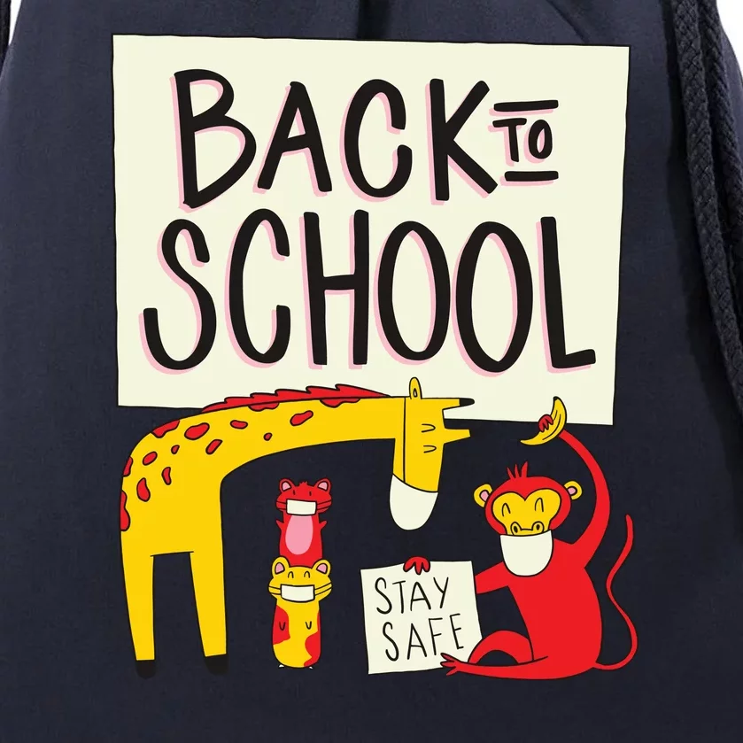 Back To School Stay Safe Animal Drawstring Bag