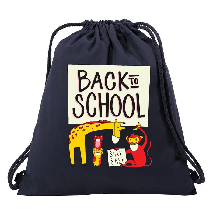 Back To School Stay Safe Animal Drawstring Bag