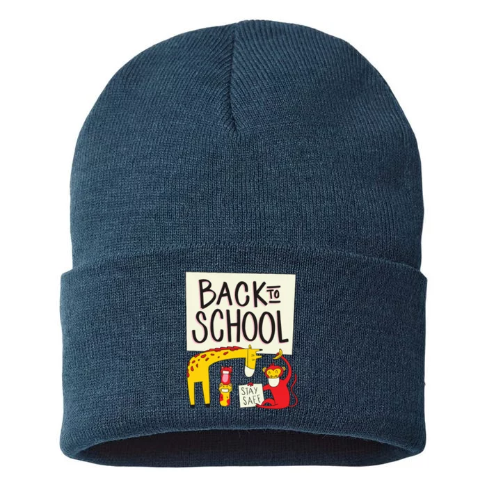 Back To School Stay Safe Animal Sustainable Knit Beanie