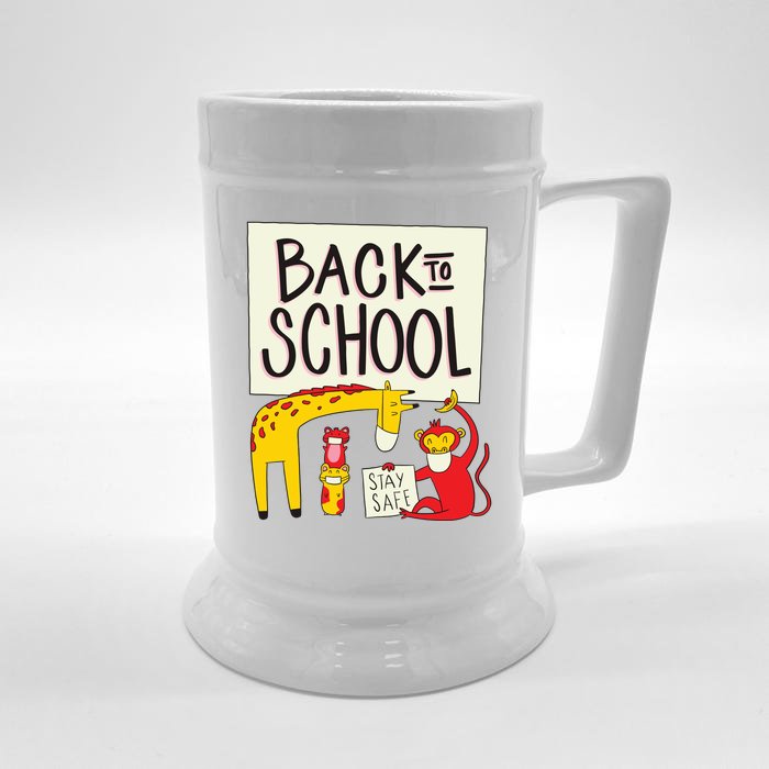 Back To School Stay Safe Animal Front & Back Beer Stein