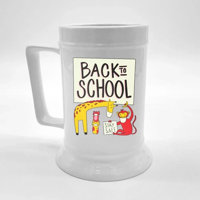 Back To School Stay Safe Animal Front & Back Beer Stein