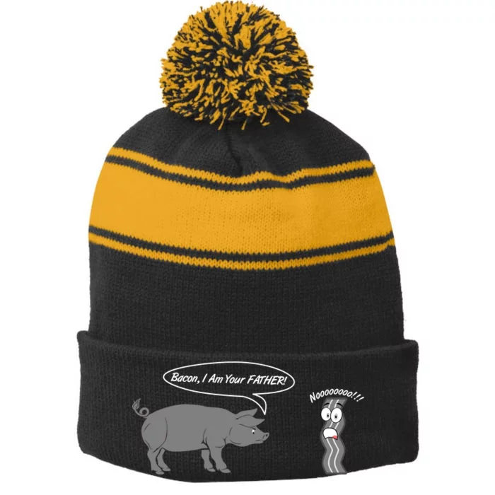 Bacon, I Am Your Father! No! Funny Pig Bacon Lover Stripe Pom Pom Beanie