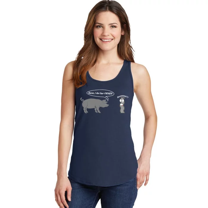 Bacon, I Am Your Father! No! Funny Pig Bacon Lover Ladies Essential Tank