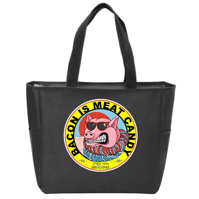 Bacon Is Meat Candy Pig Funny Zip Tote Bag