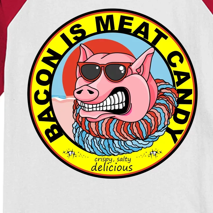 Bacon Is Meat Candy Pig Funny Kids Colorblock Raglan Jersey