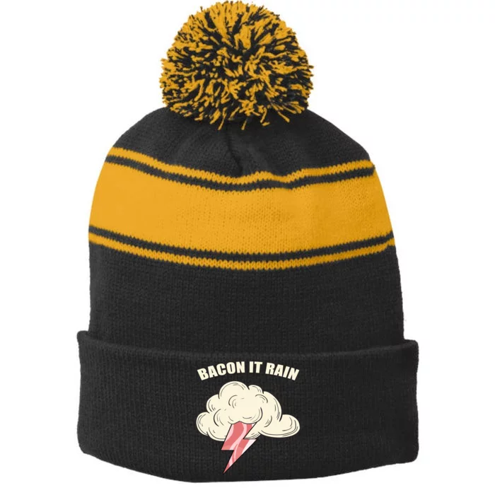 Bacon It Rain Stripe Pom Pom Beanie