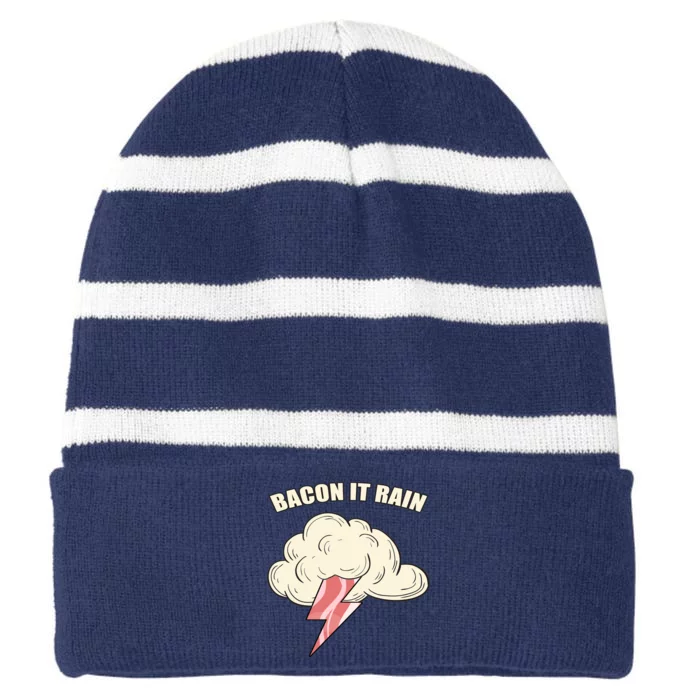 Bacon It Rain Striped Beanie with Solid Band