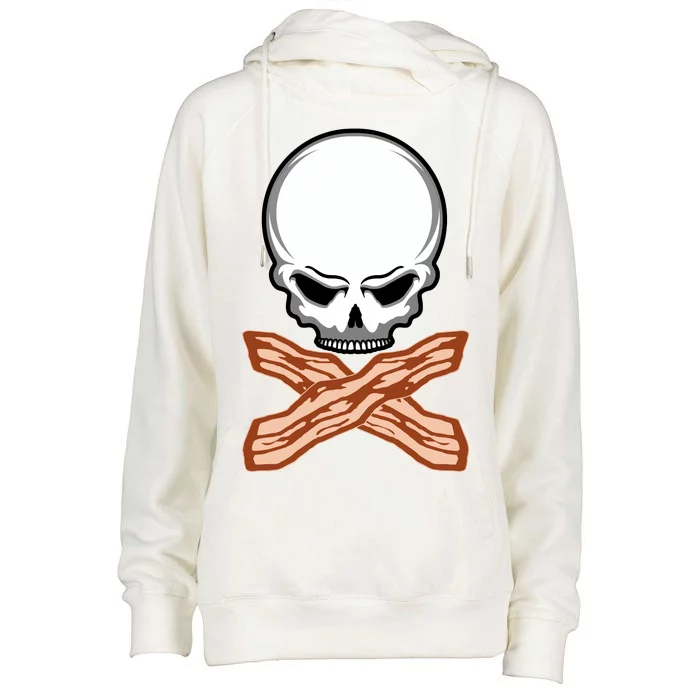 Bacon Skull Womens Funnel Neck Pullover Hood