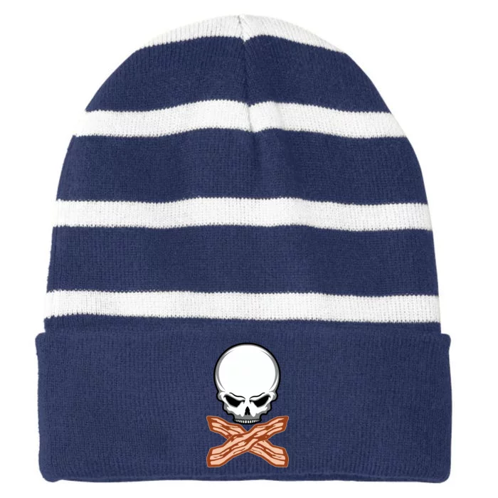 Bacon Skull Striped Beanie with Solid Band