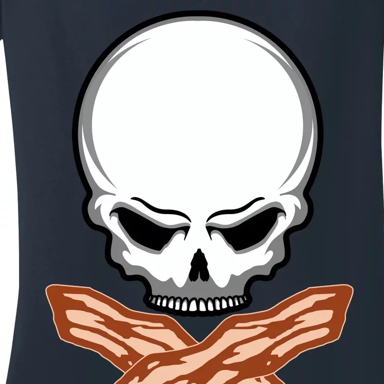 Bacon Skull Women's V-Neck T-Shirt