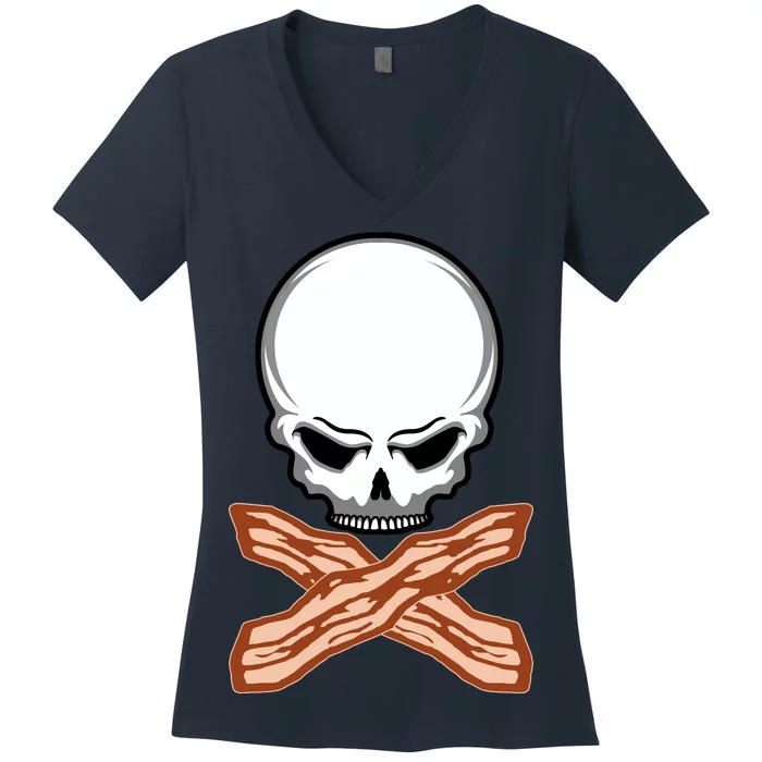 Bacon Skull Women's V-Neck T-Shirt