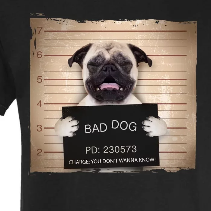 Bad Dog Funny Pug Prison Mug Shot Garment-Dyed Heavyweight T-Shirt