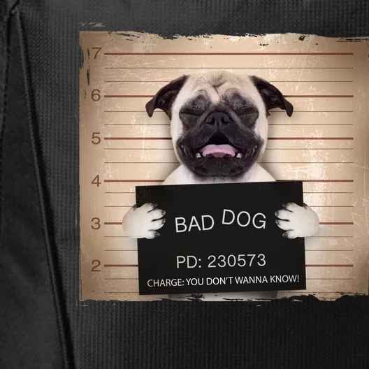 Bad Dog Funny Pug Prison Mug Shot City Backpack