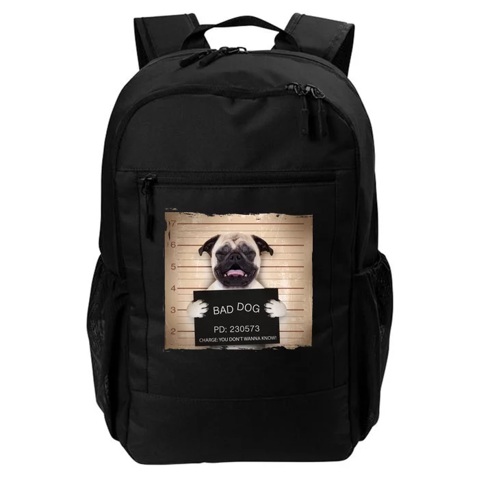 Bad Dog Funny Pug Prison Mug Shot Daily Commute Backpack