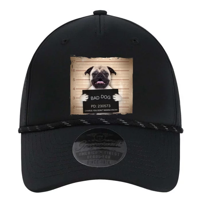 Bad Dog Funny Pug Prison Mug Shot Performance The Dyno Cap