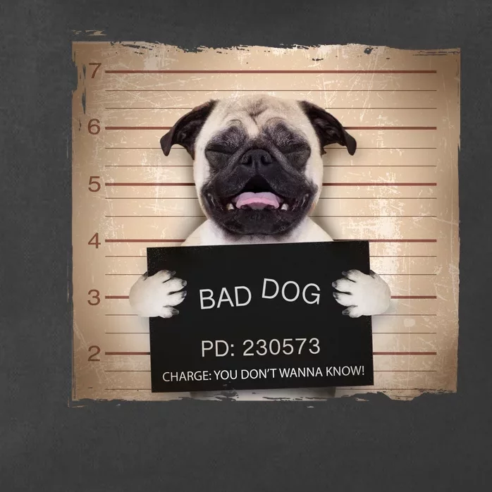 Bad Dog Funny Pug Prison Mug Shot Zip Tote Bag