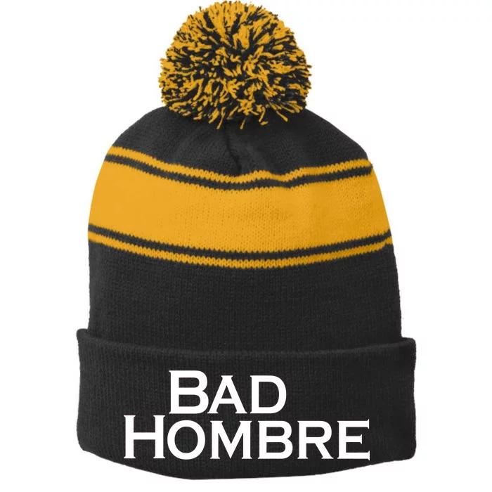 Bad Hombre Classy Logo Stripe Pom Pom Beanie