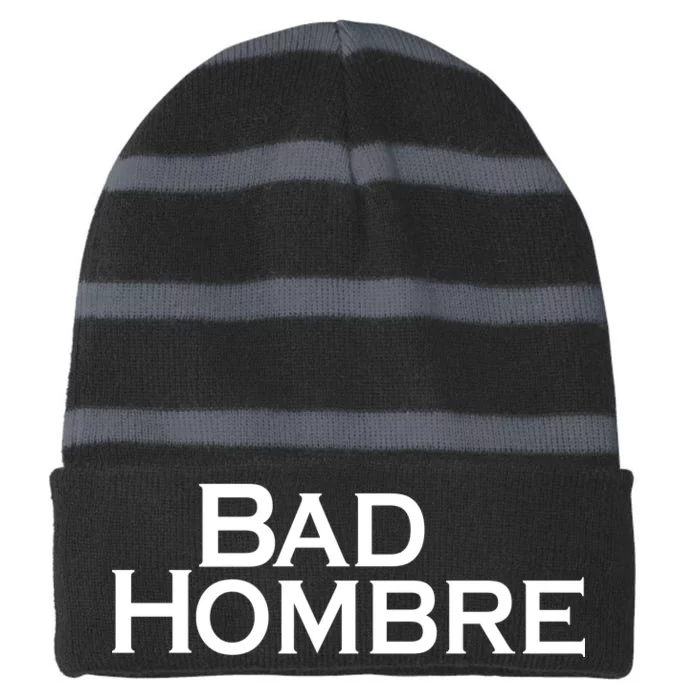 Bad Hombre Classy Logo Striped Beanie with Solid Band