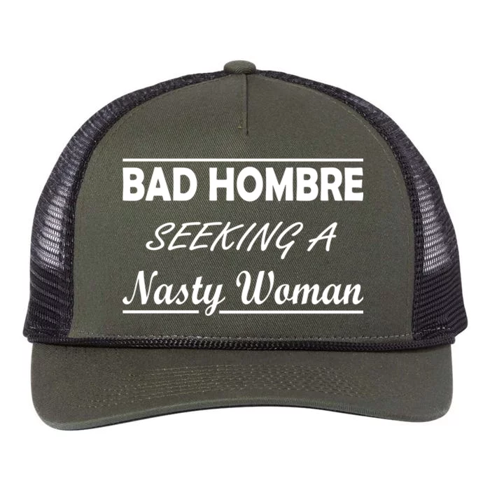 Bad Hombre Seeking A Nasty Woman Retro Rope Trucker Hat Cap