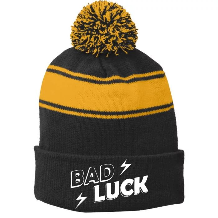 Bad Luck Lightning Stripe Pom Pom Beanie