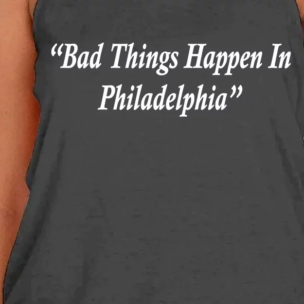 Bad Things Happen In Philadelphia Funny Women's Knotted Racerback Tank