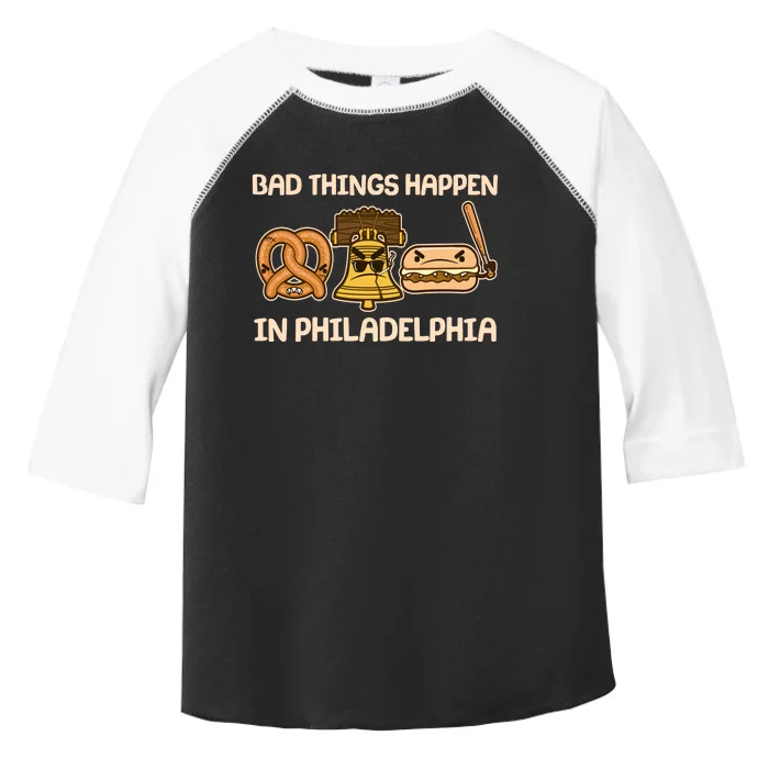 Bad Things Happen in Philadelphia Pretzel Liberty Bell Cheesesteak Toddler Fine Jersey T-Shirt