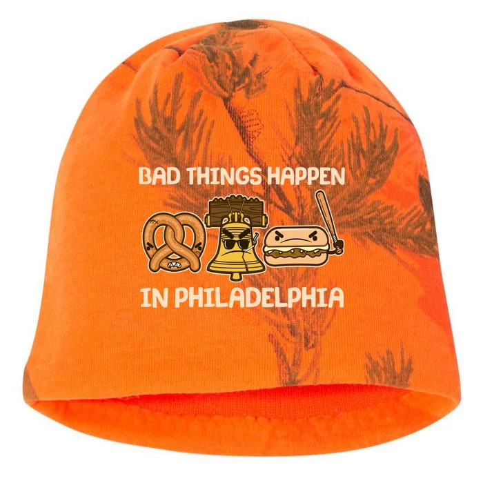 Bad Things Happen in Philadelphia Pretzel Liberty Bell Cheesesteak Kati - Camo Knit Beanie