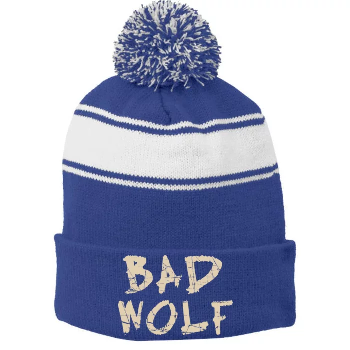 Bad Wolf Stripe Pom Pom Beanie