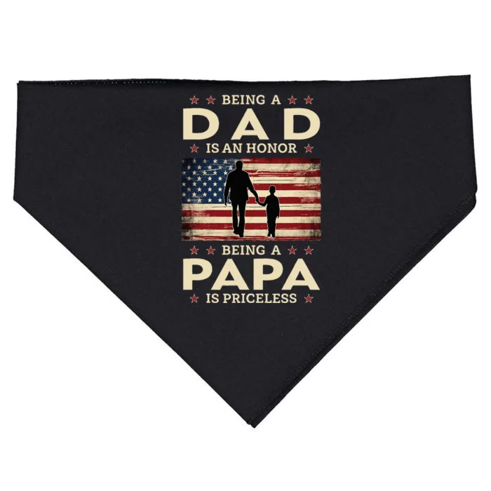 Being A Dad Is An Honor Being A Papa Is Priceless USA-Made Doggie Bandana