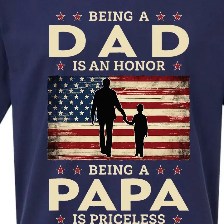 Being A Dad Is An Honor Being A Papa Is Priceless Sueded Cloud Jersey T-Shirt