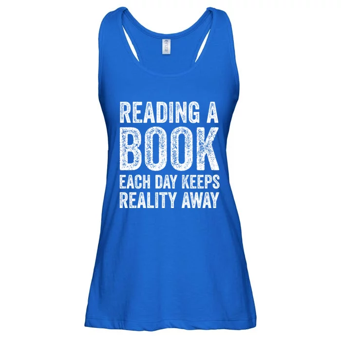 Book A Day Keeps Reality Away Avid Book Reader Gift Ladies Essential Flowy Tank