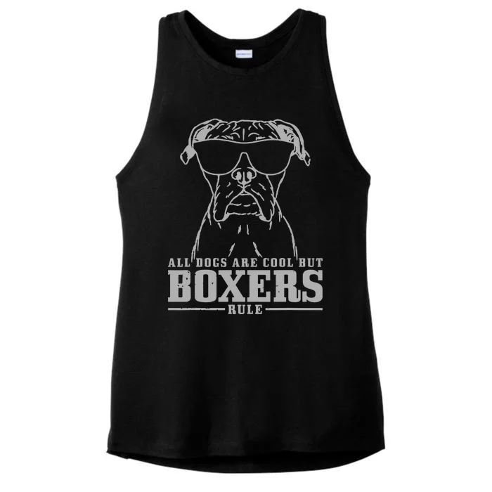 Boxer All Dogs Are Cool But Boxers Rule Funny Ladies Tri-Blend Wicking Tank