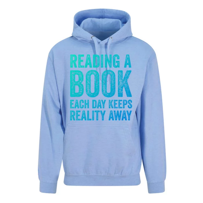 Book A Day Keeps Reality Away Avid Book Reader Gift Unisex Surf Hoodie