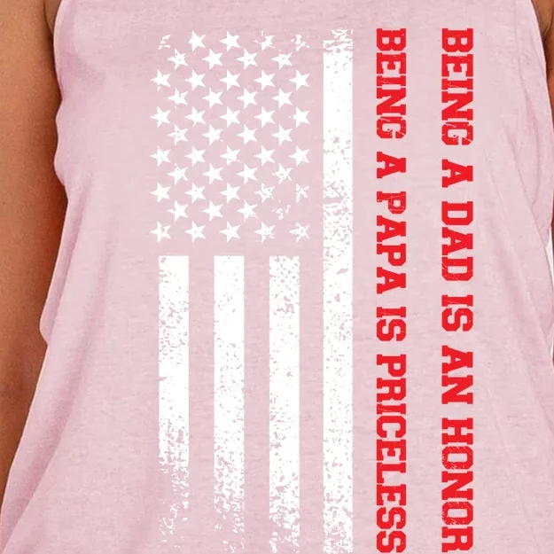 Being A Dad Is An Honor Dady Gift Women's Knotted Racerback Tank