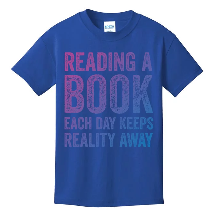 Book A Day Keeps Reality Away Avid Book Reader Gift Kids T-Shirt