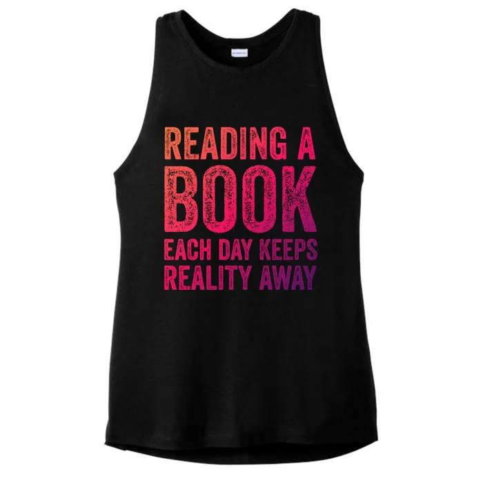 Book A Day Keeps Reality Away Avid Book Reader Gift Ladies Tri-Blend Wicking Tank