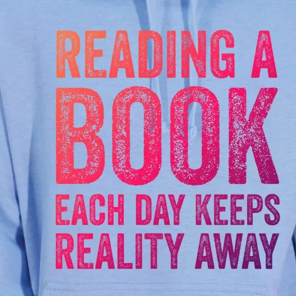 Book A Day Keeps Reality Away Avid Book Reader Gift Unisex Surf Hoodie