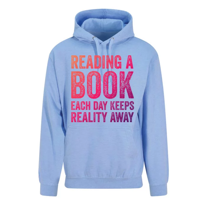 Book A Day Keeps Reality Away Avid Book Reader Gift Unisex Surf Hoodie