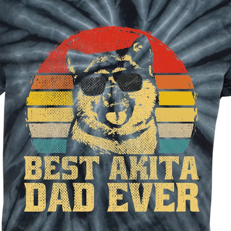 Best Akita Dog Dad Father Papa Puppy Ever Funny Retro Gift Kids Tie-Dye T-Shirt