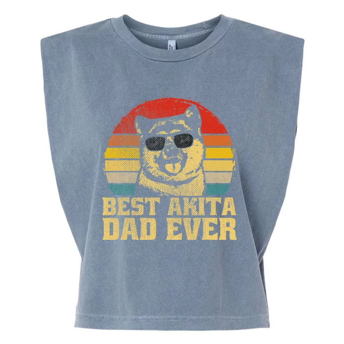 Best Akita Dog Dad Father Papa Puppy Ever Funny Retro Gift Garment-Dyed Women's Muscle Tee