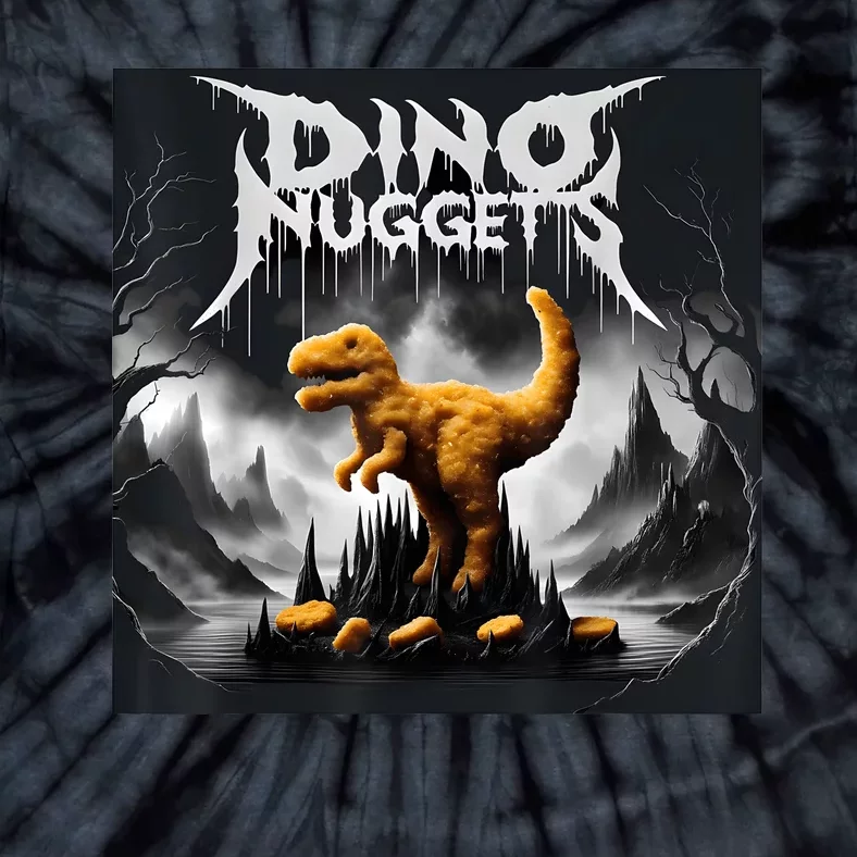 Black Aesthetic Dino Nuggets Death Metal Music Chicken Nugs Tie-Dye T-Shirt