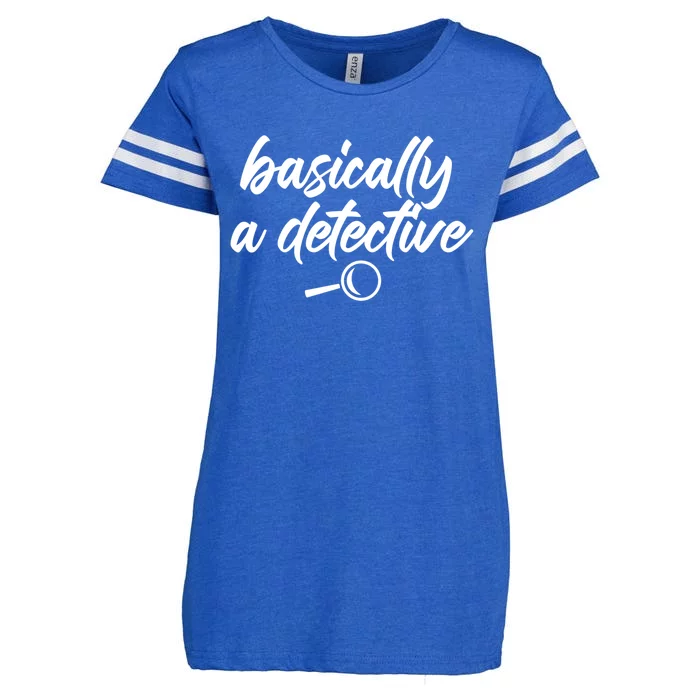 Basically A Detective True Crime Fan Funny Mystery Meme Gift Enza Ladies Jersey Football T-Shirt